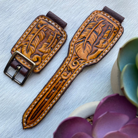 Leather Feather Watch Band