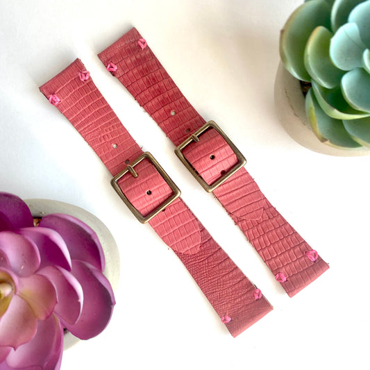 Pink Leather Apple Watch Band