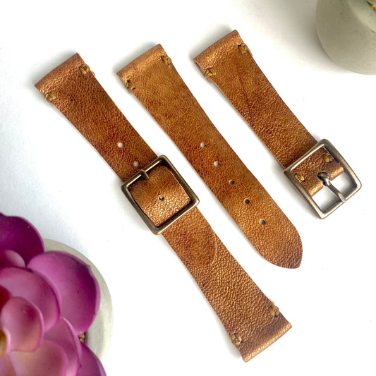 Gold Leather Watch Band