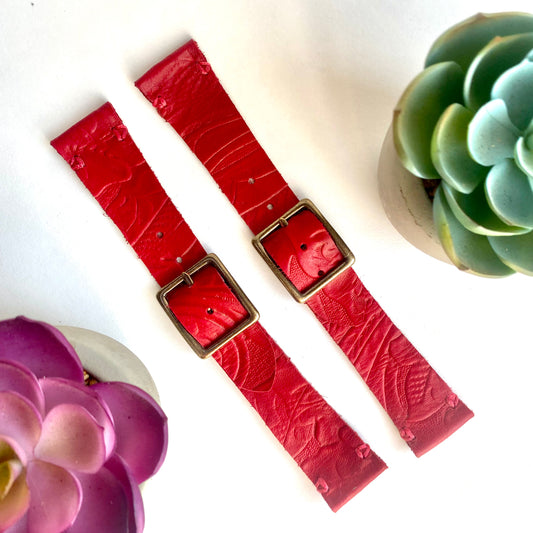 Red Leather Watch Band