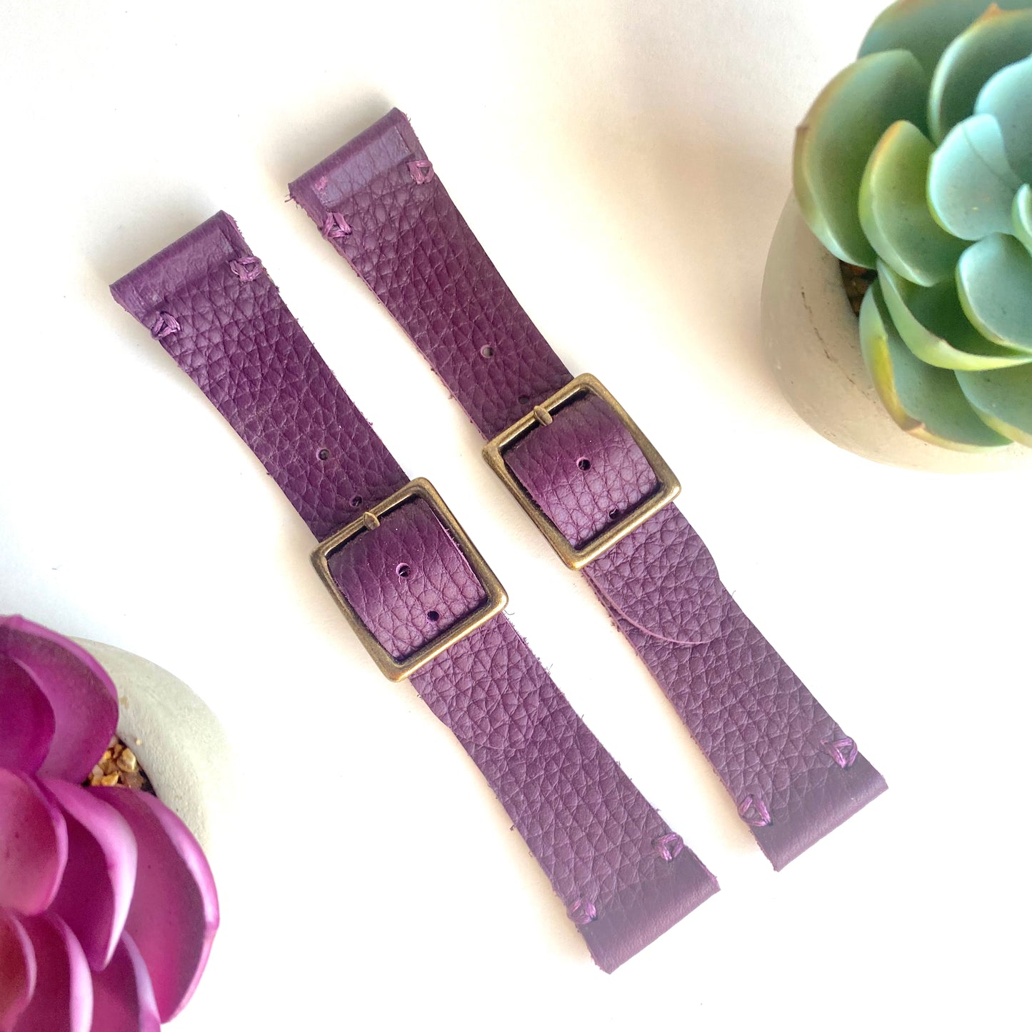Purple Leather Watch Band