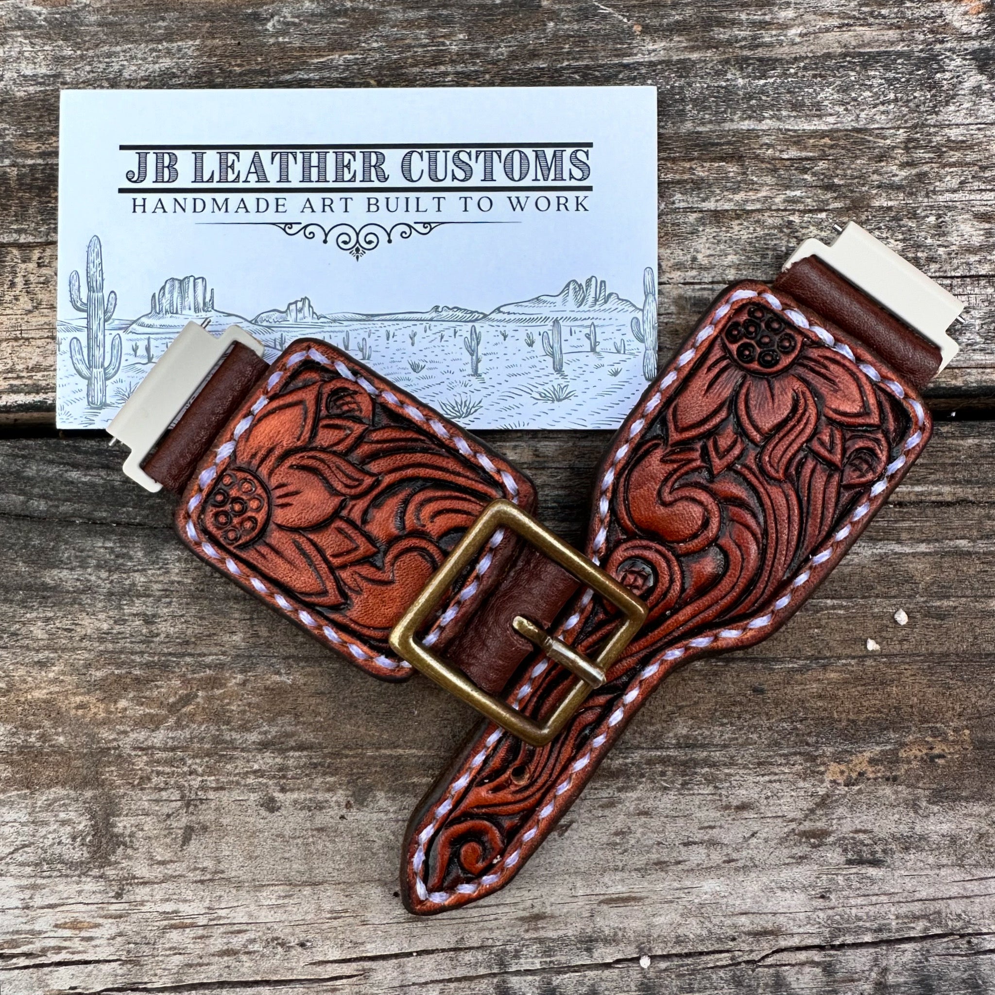 "The Jolene" Sunflower & Scroll Spur Strap Watch Band