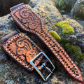 "The Outlaw" Skull & Scrollwork Leather Smart Watch Band
