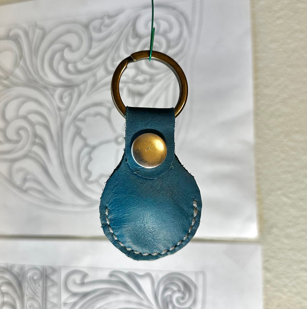 Blue Leather Air Tag Holder