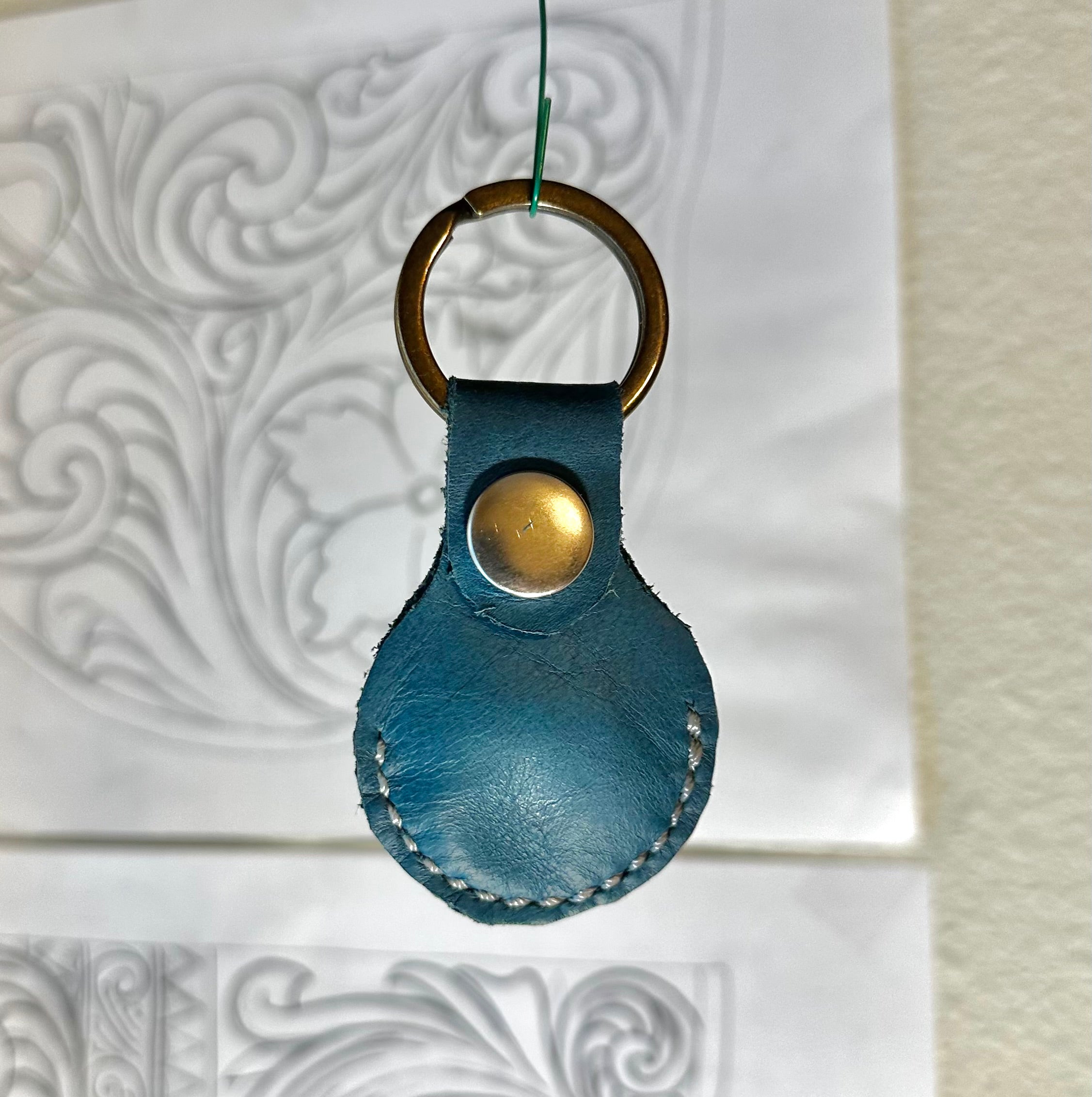 Blue Leather Air Tag Holder