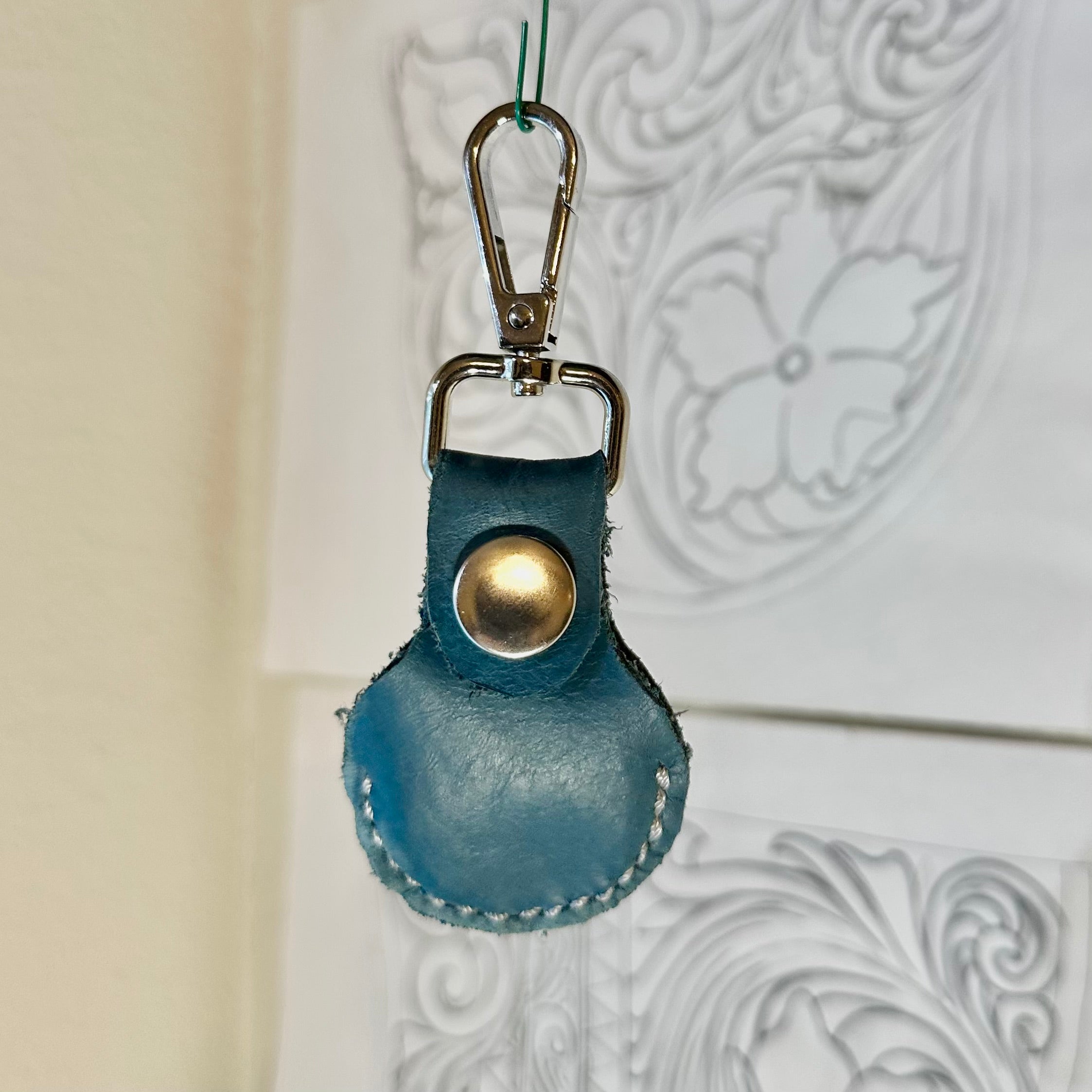 Blue Leather Air Tag Holder