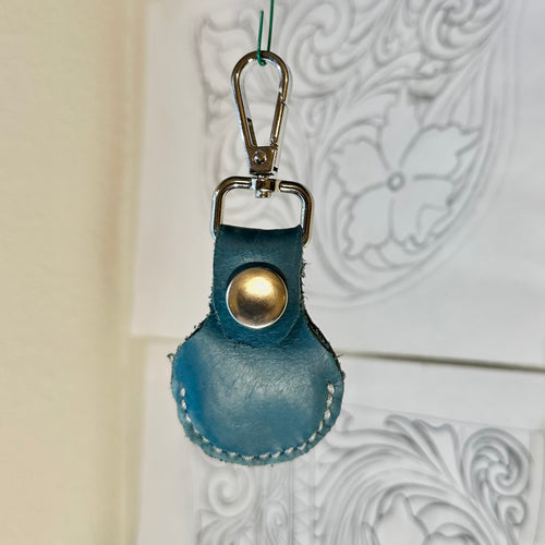 Blue Leather Air Tag Holder