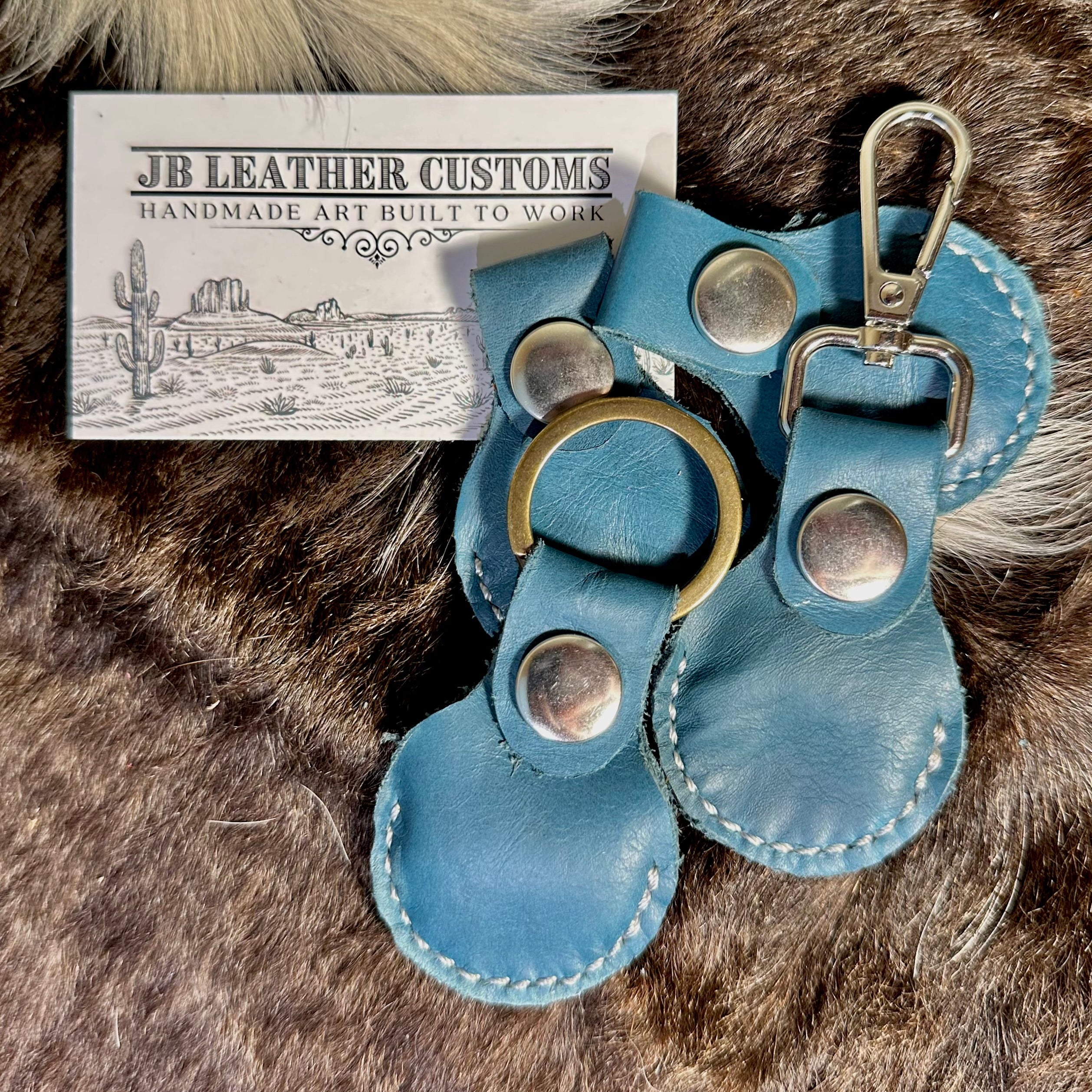 Blue Leather Air Tag Holder