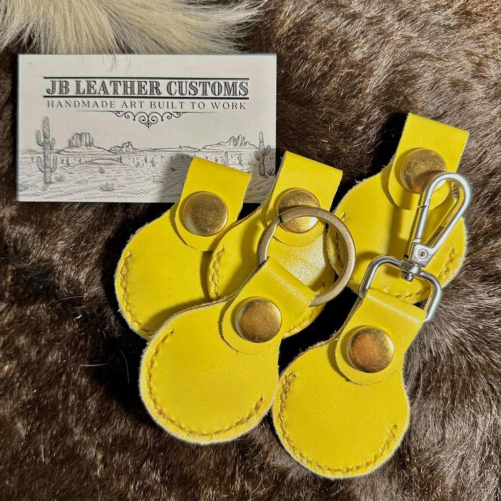 Yellow Leather Air Tag Holder