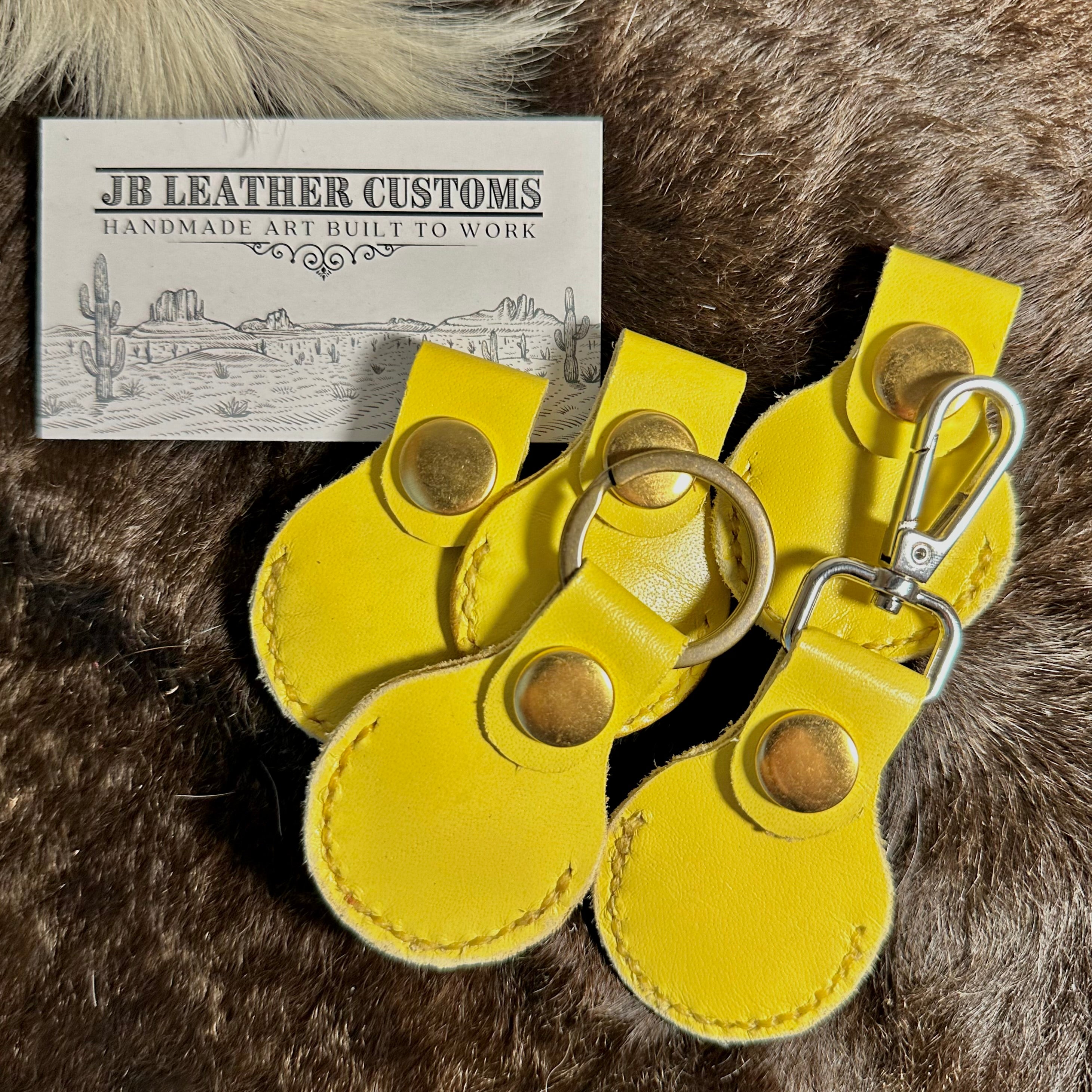 Yellow Leather Air Tag Holder