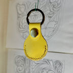 Yellow Leather Air Tag Holder