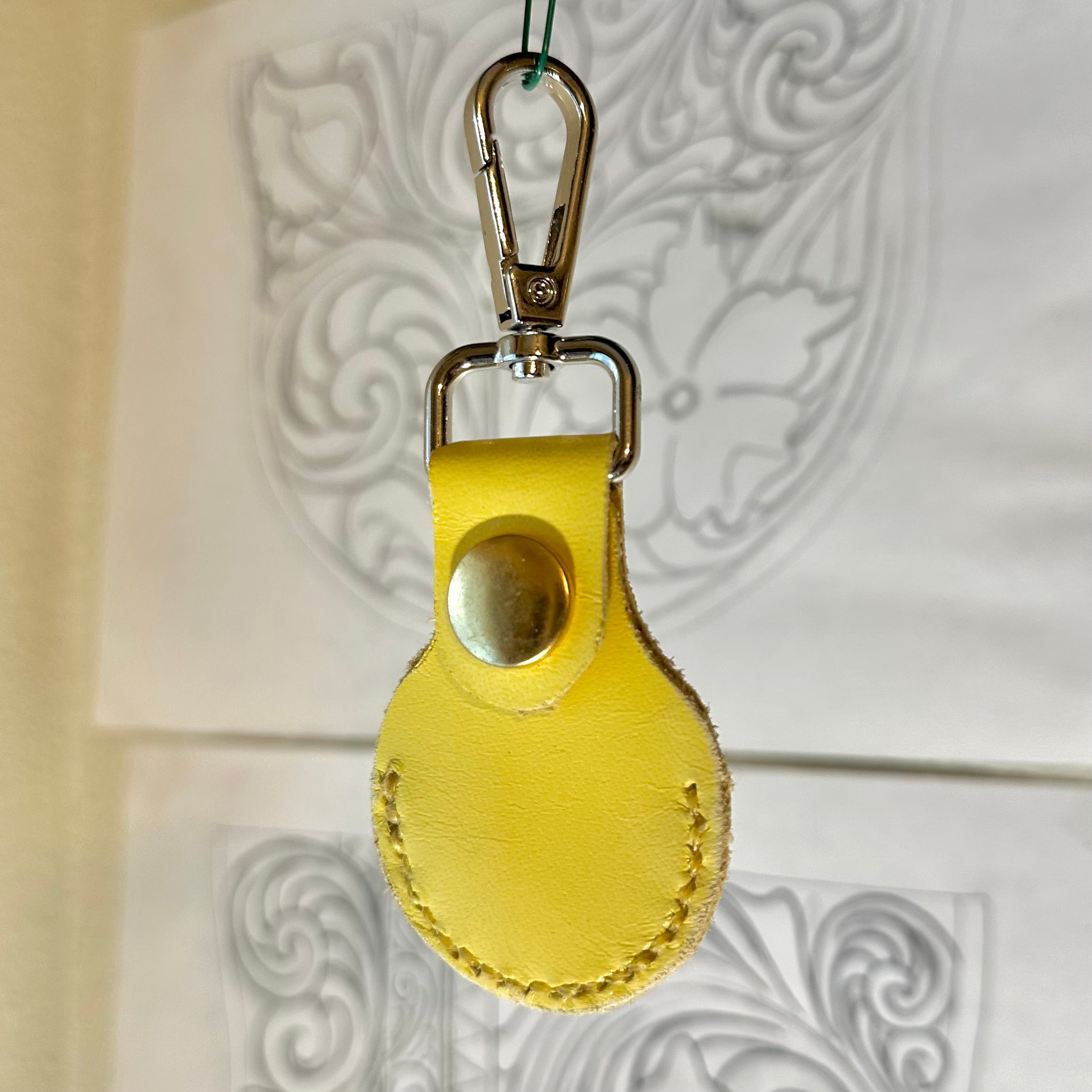 Yellow Leather Air Tag Holder
