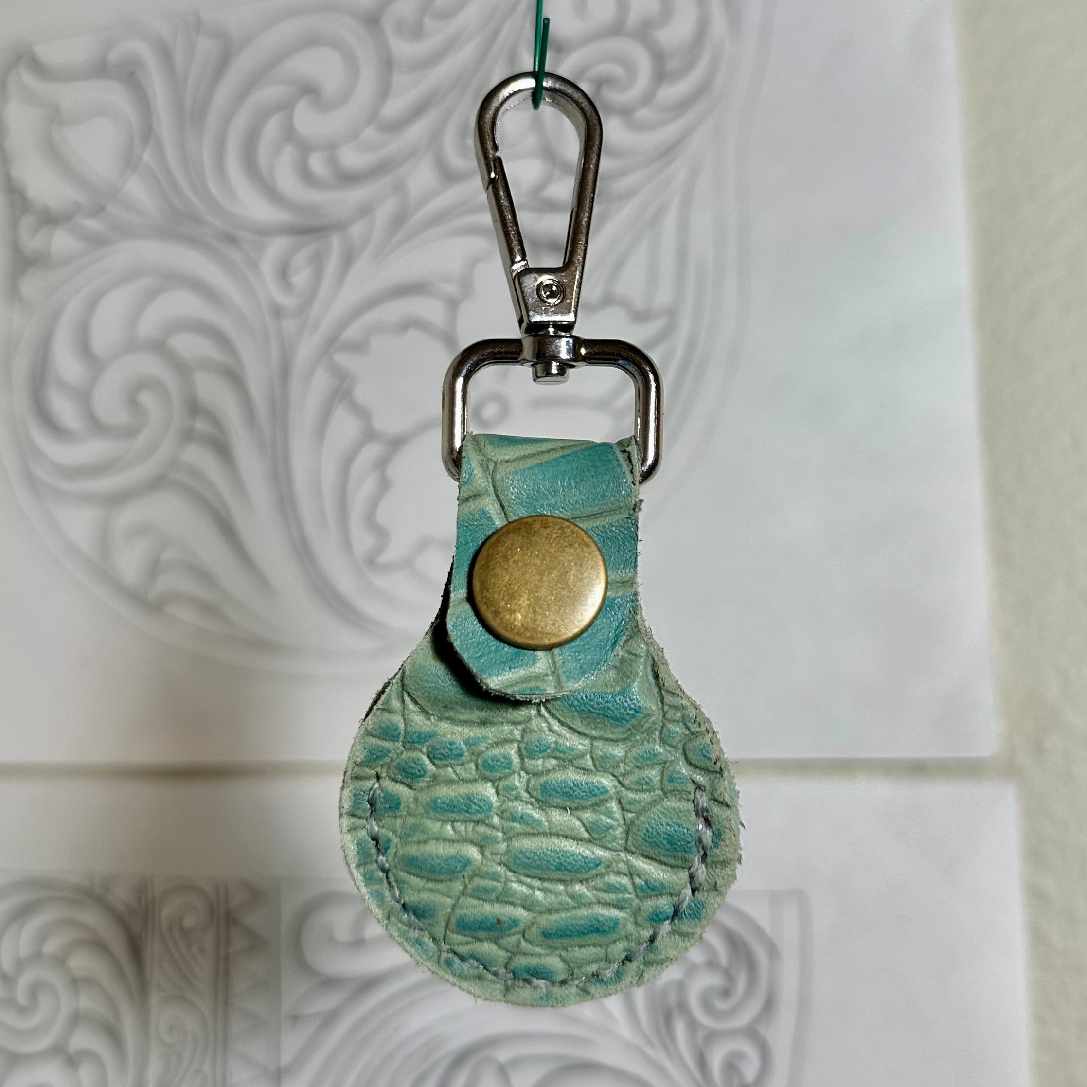 Blue Alligator Leather Air Tag Holder