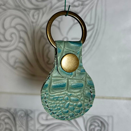 Blue Alligator Leather Air Tag Holder