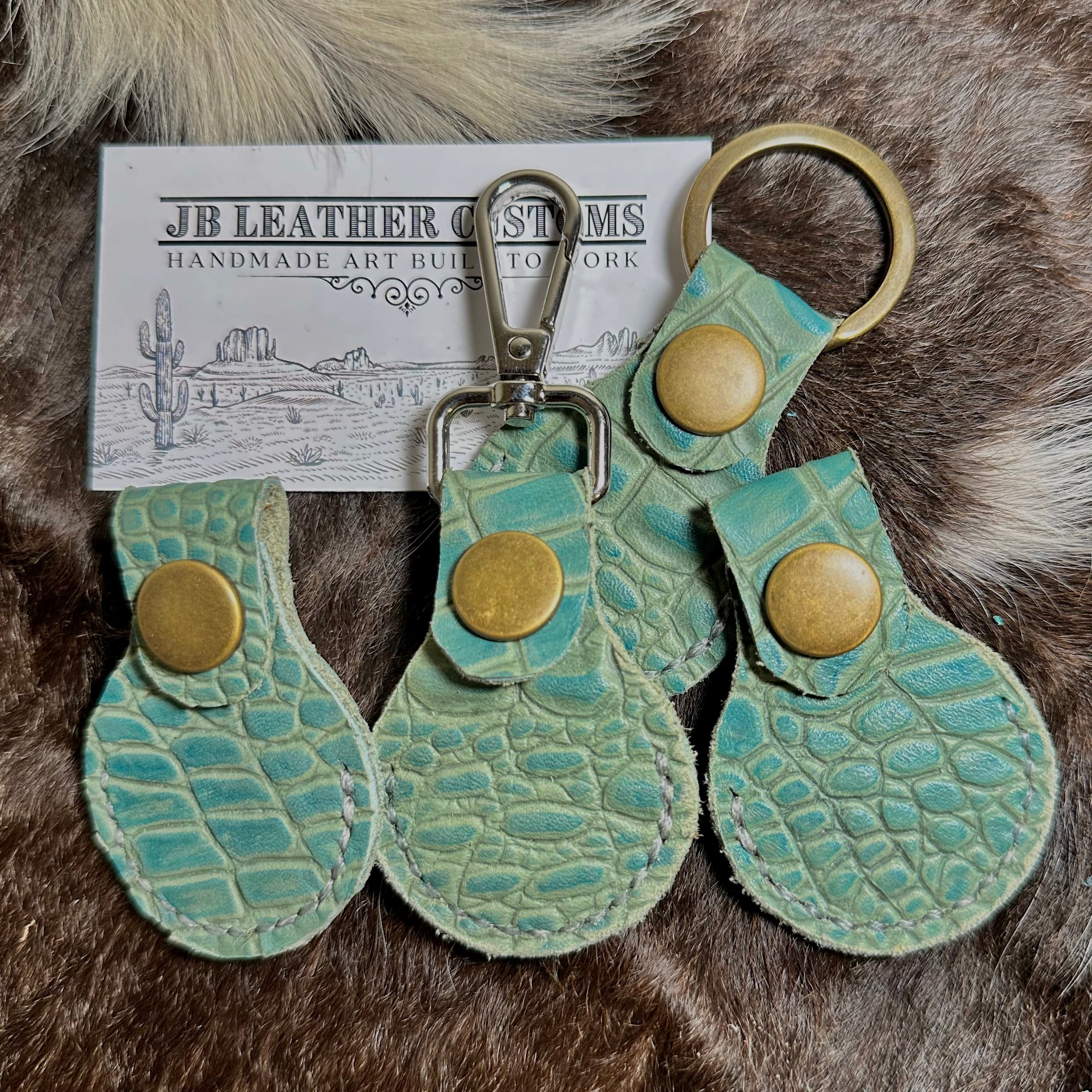 Blue Alligator Leather Air Tag Holder