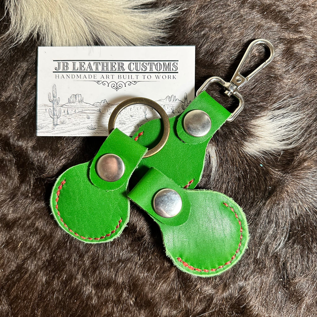 Green Christmas Leather Air Tag Holder