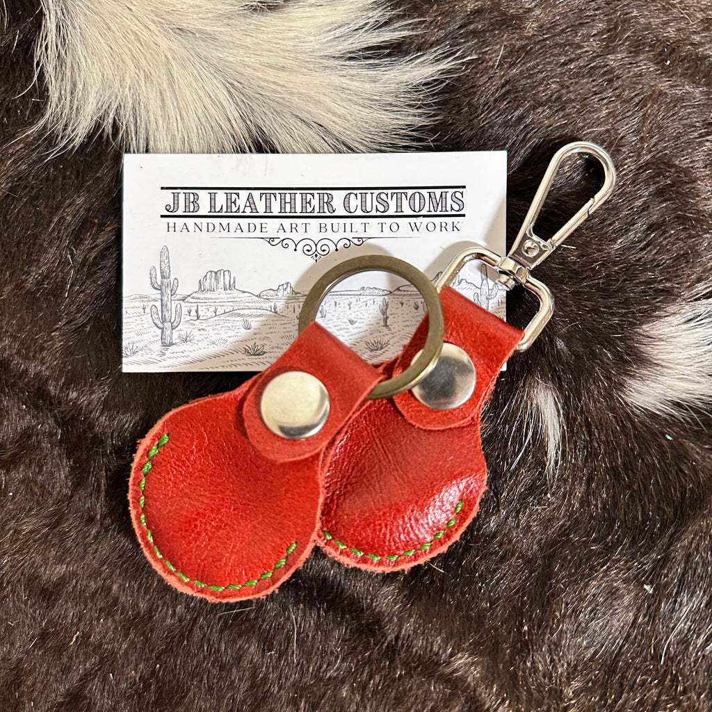 Red Festive Leather Air Tag Holder
