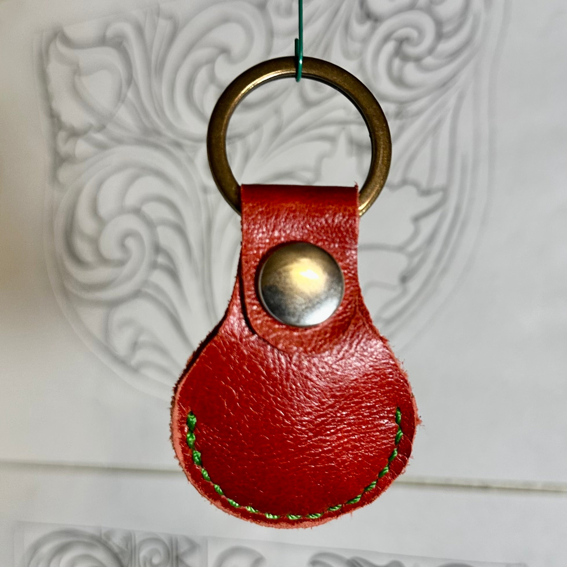 Red Festive Leather Air Tag Holder