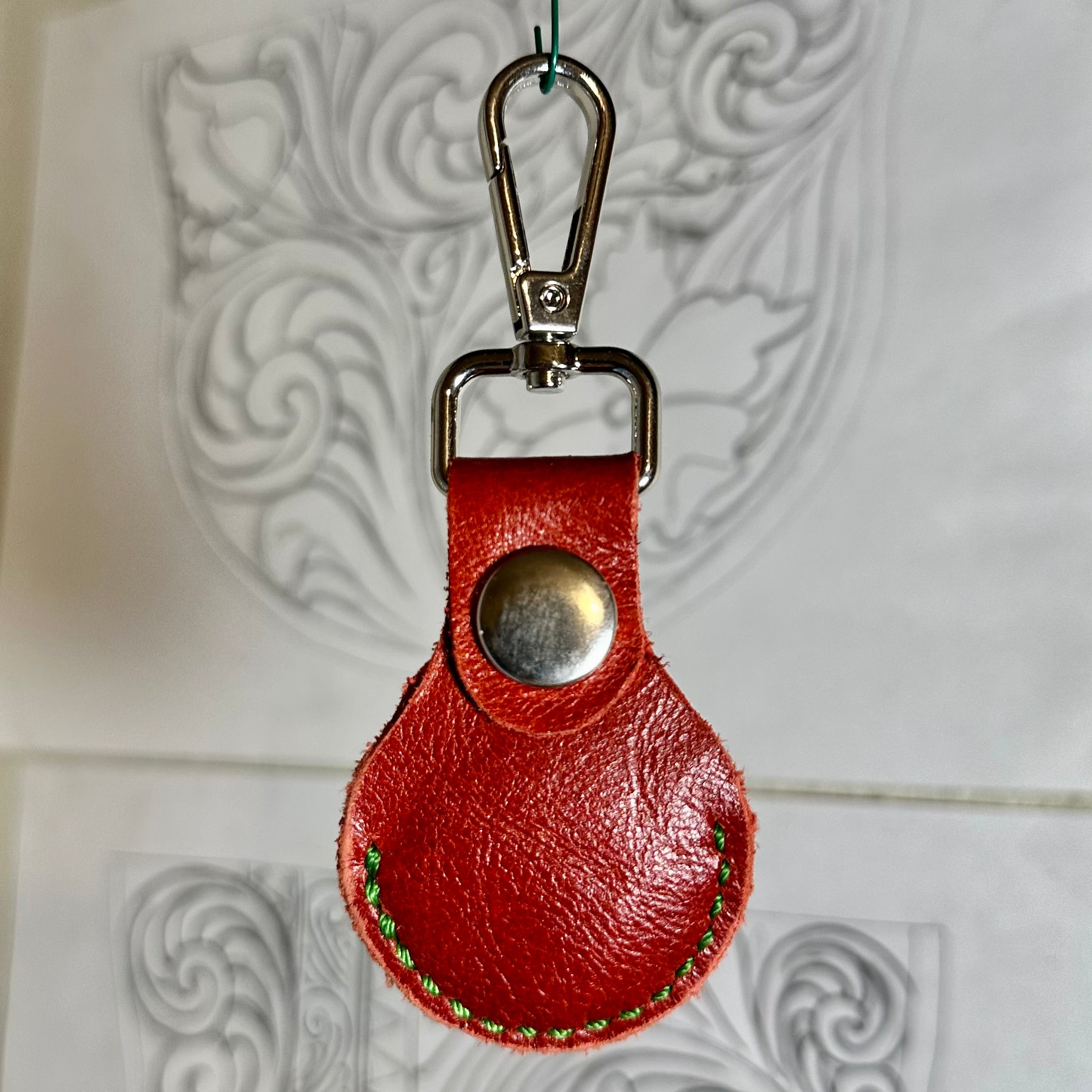 Red Festive Leather Air Tag Holder