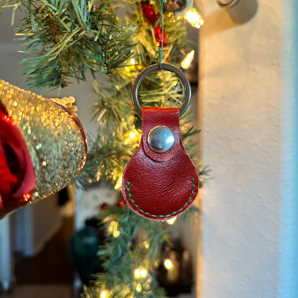 Red Festive Leather Air Tag Holder