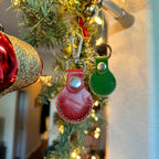 Red Festive Leather Air Tag Holder