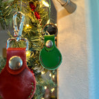 Green Christmas Leather Air Tag Holder