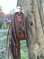 "The Sierra" – Woven Fringe Leather Purse with Blue Boot Stitch