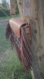 "The Sierra" – Woven Fringe Leather Purse with Blue Boot Stitch