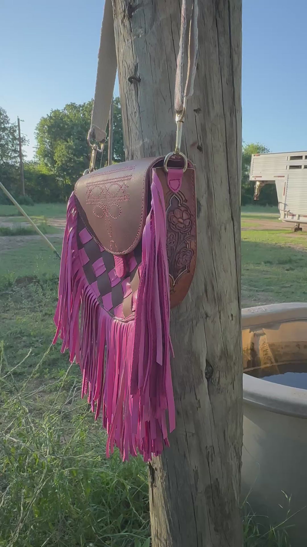 "The Belle" – One-of-a-Kind Woven Fringe Leather Purse