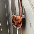 Rose Gold-Tooled Leather Hair on Hide Purse