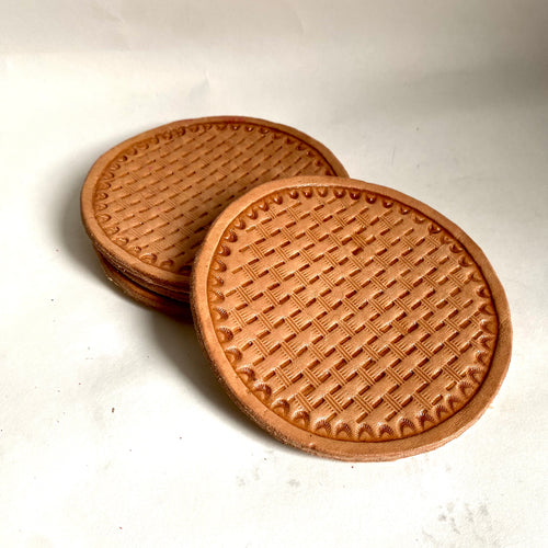 Basketweave Leather Cup Coaster (pack of 4)