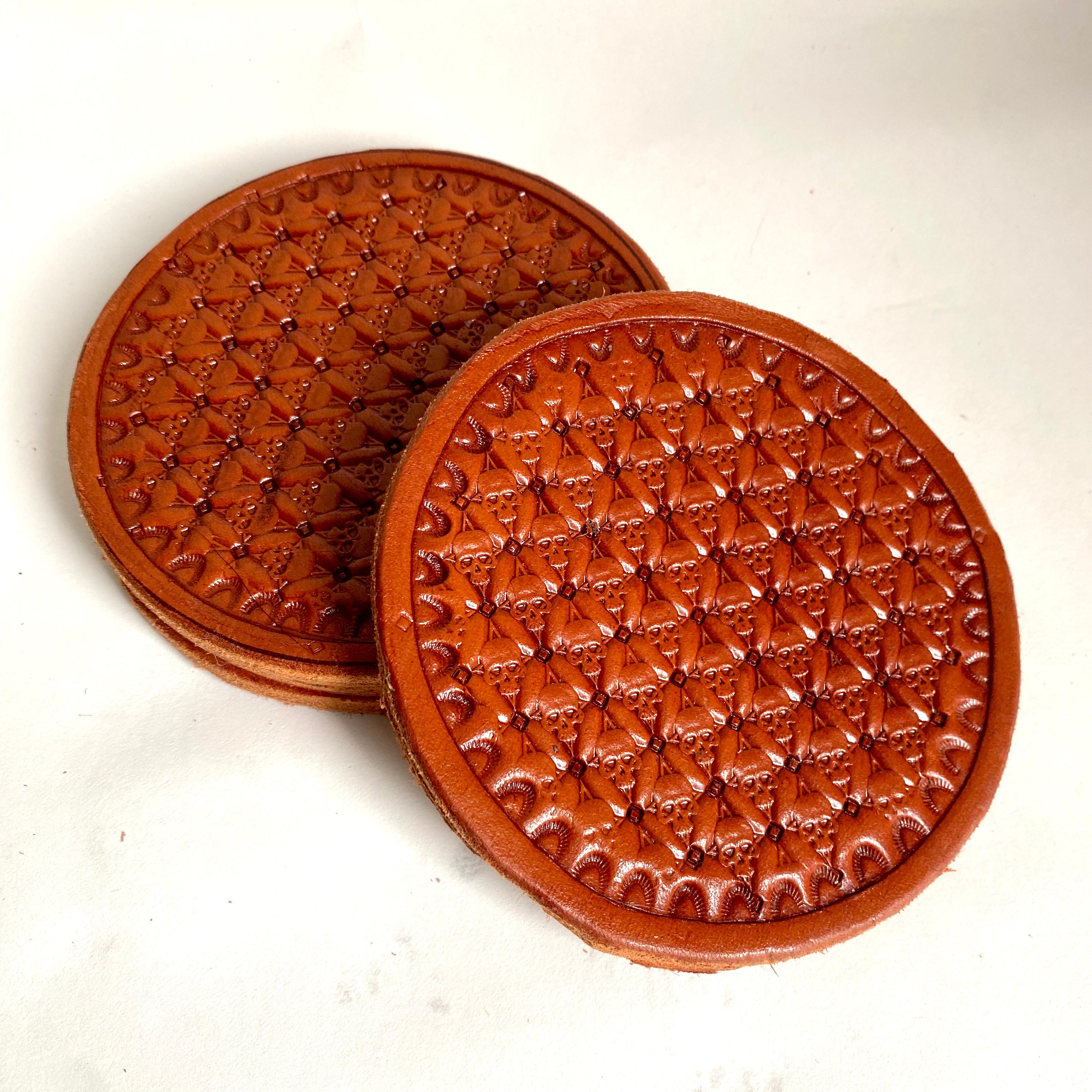 Skull Basketweave Cup Coasters (4)
