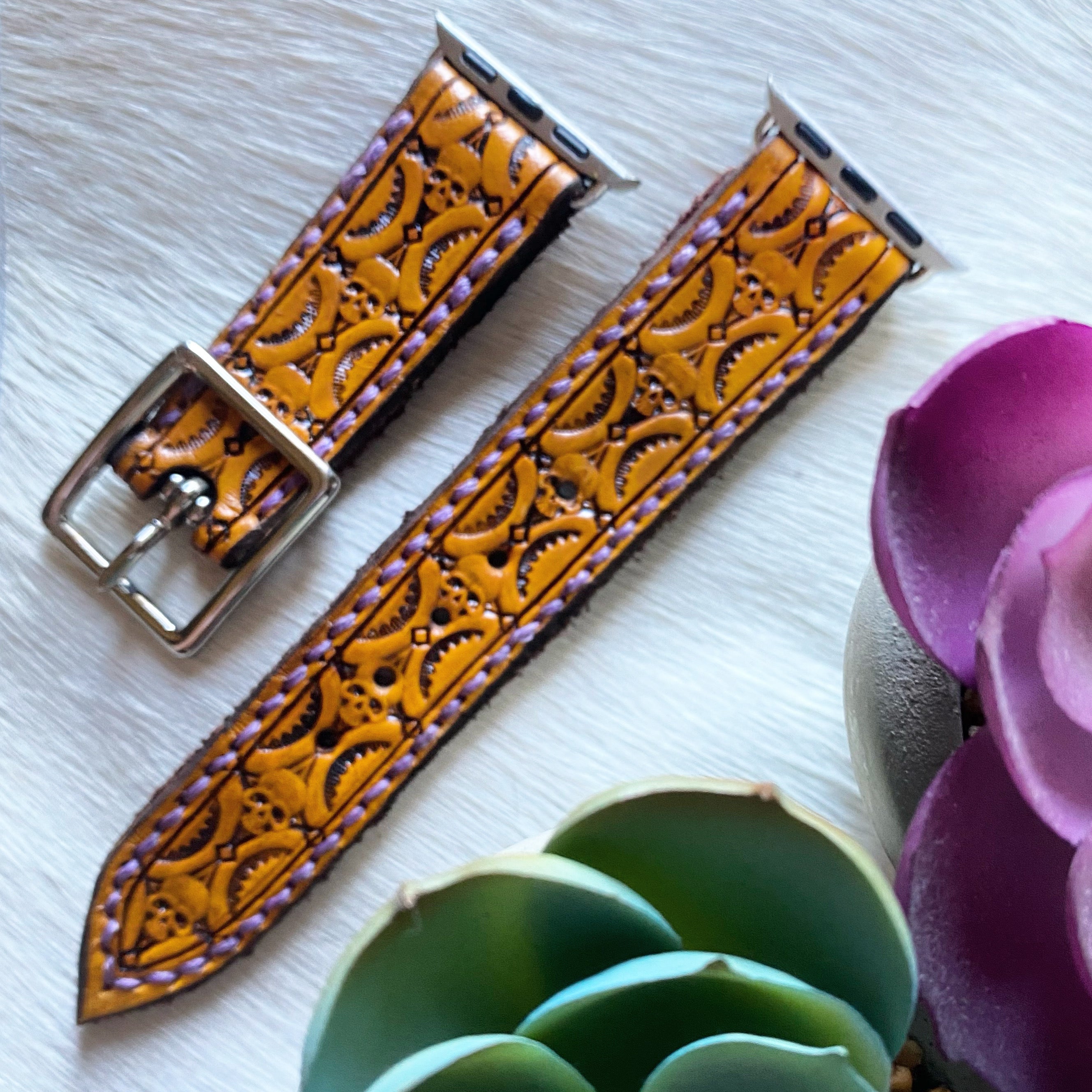 Skull Leather Watch Band