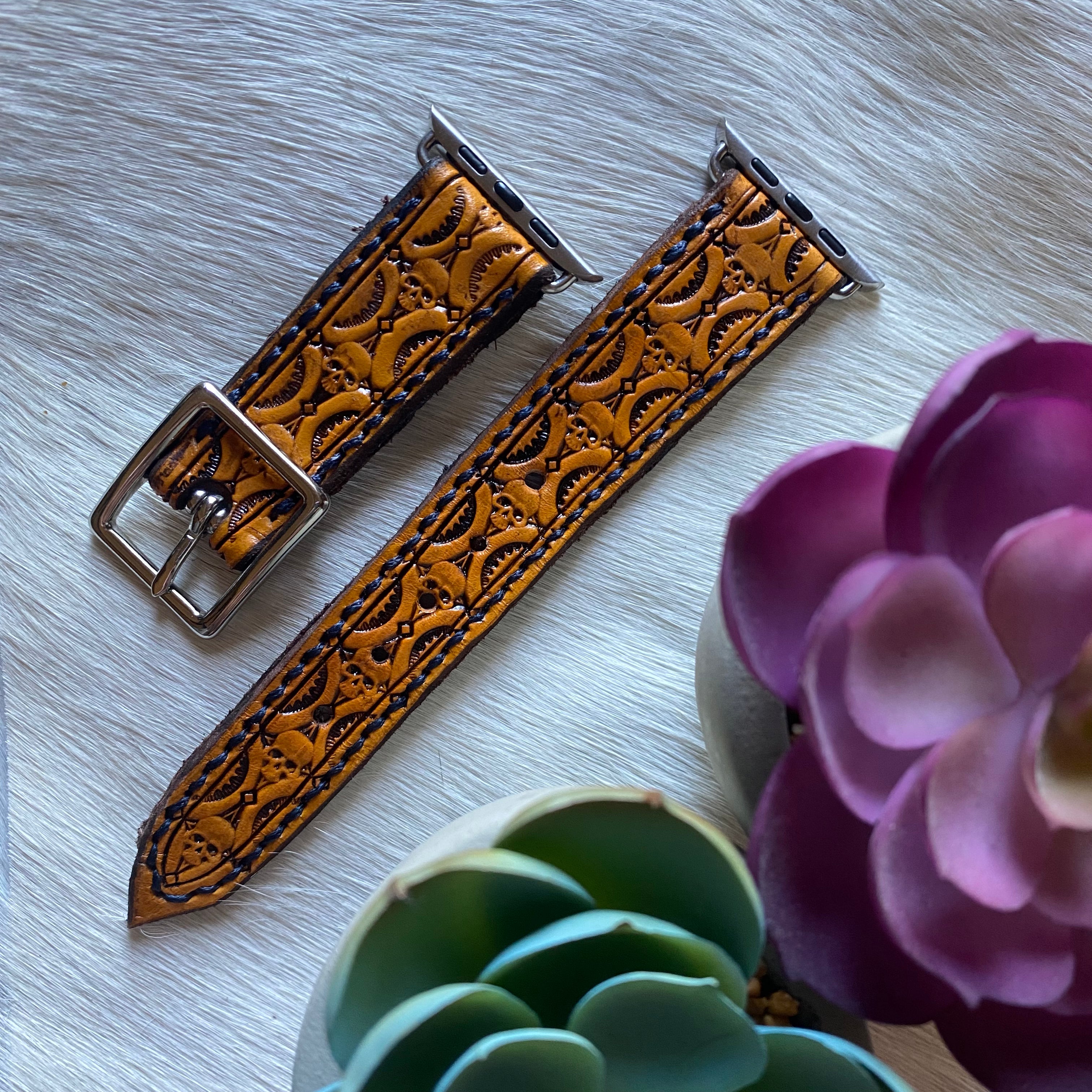 Skull Leather Watch Band