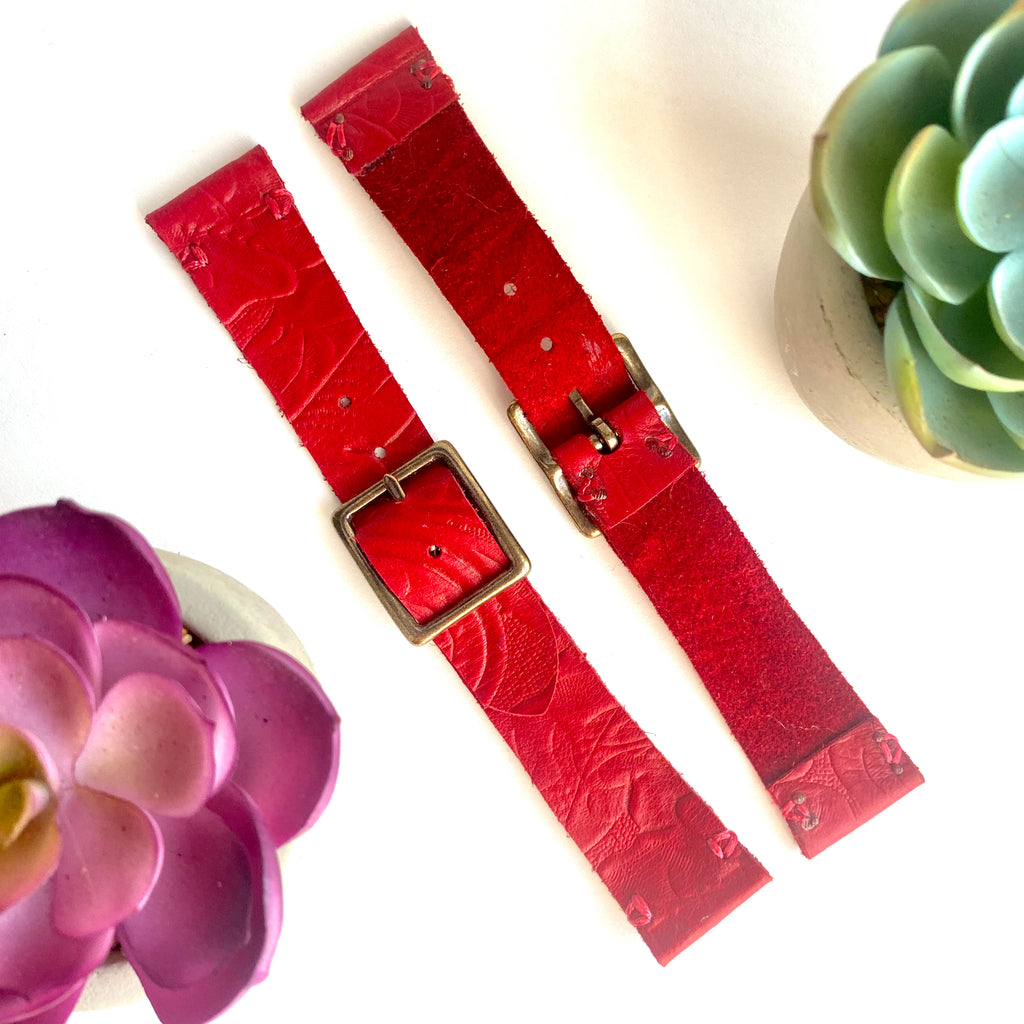 Red Leather Watch Band