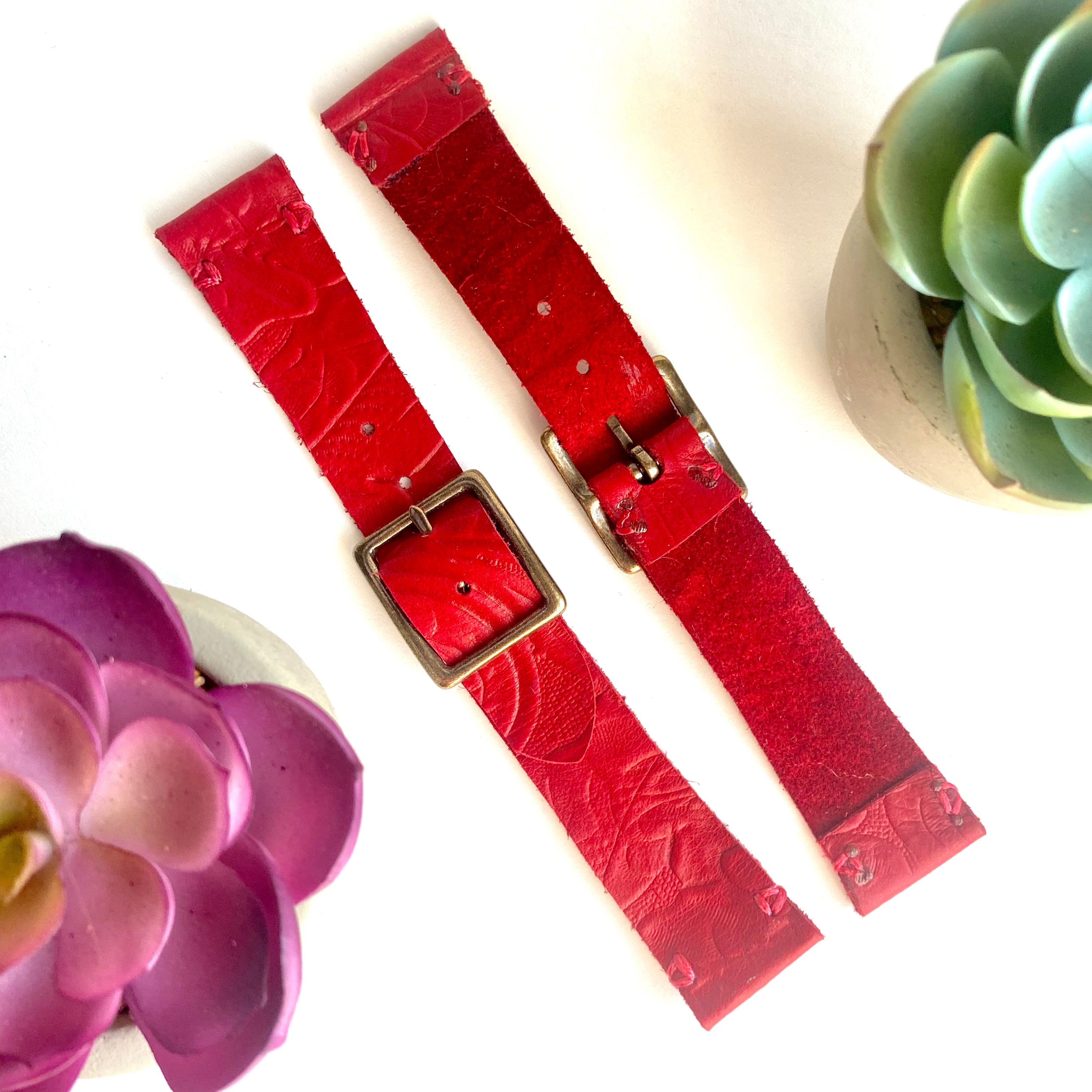 Red Leather Watch Band