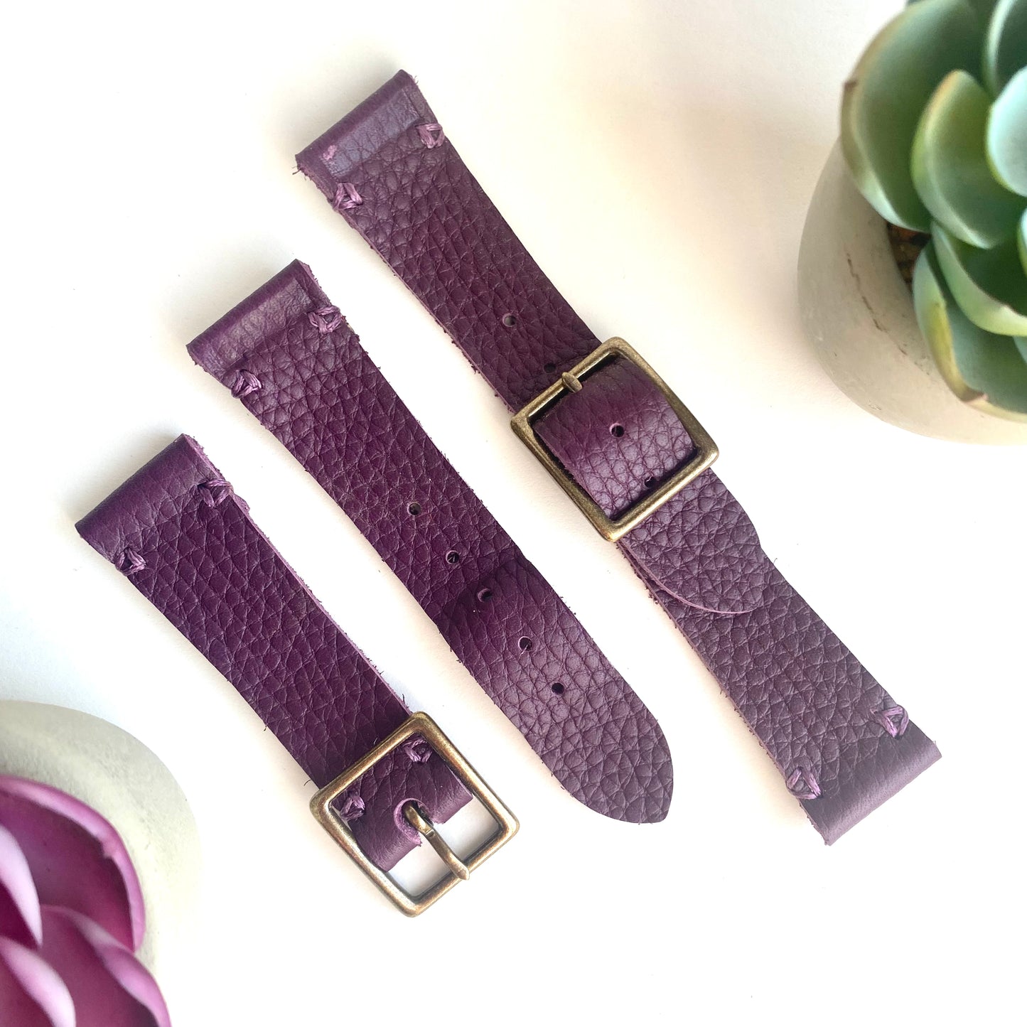 Purple Leather Watch Band