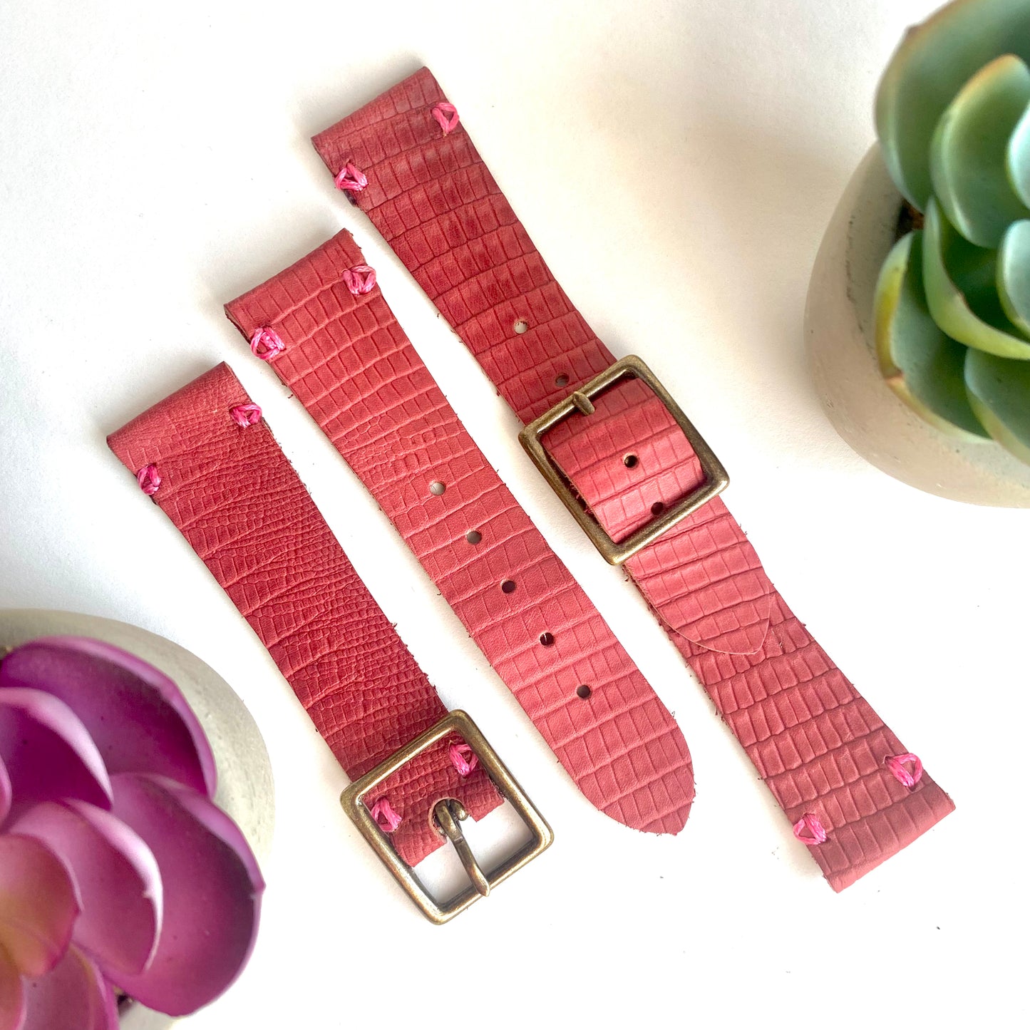 Pink Leather Apple Watch Band