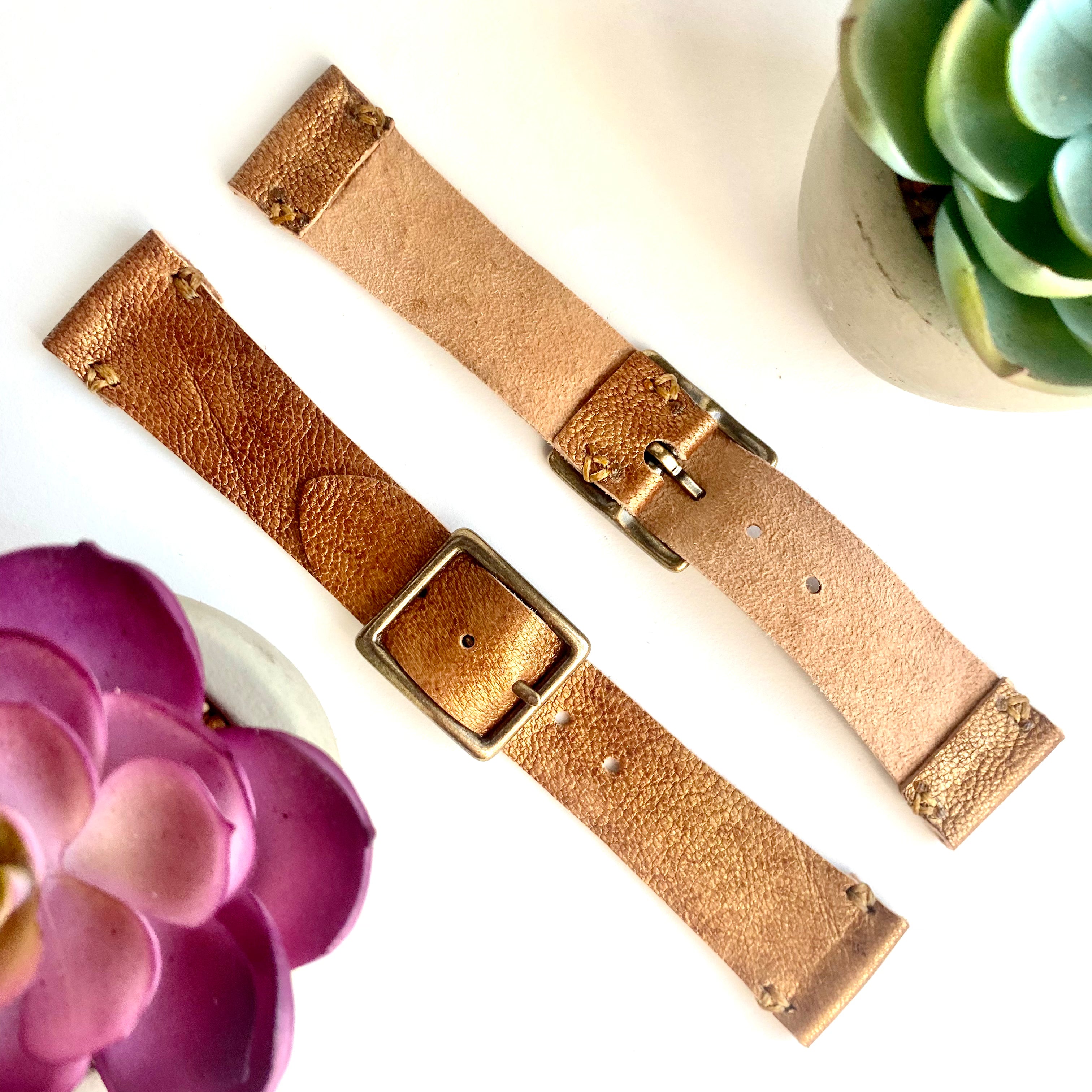Gold Leather Watch Band
