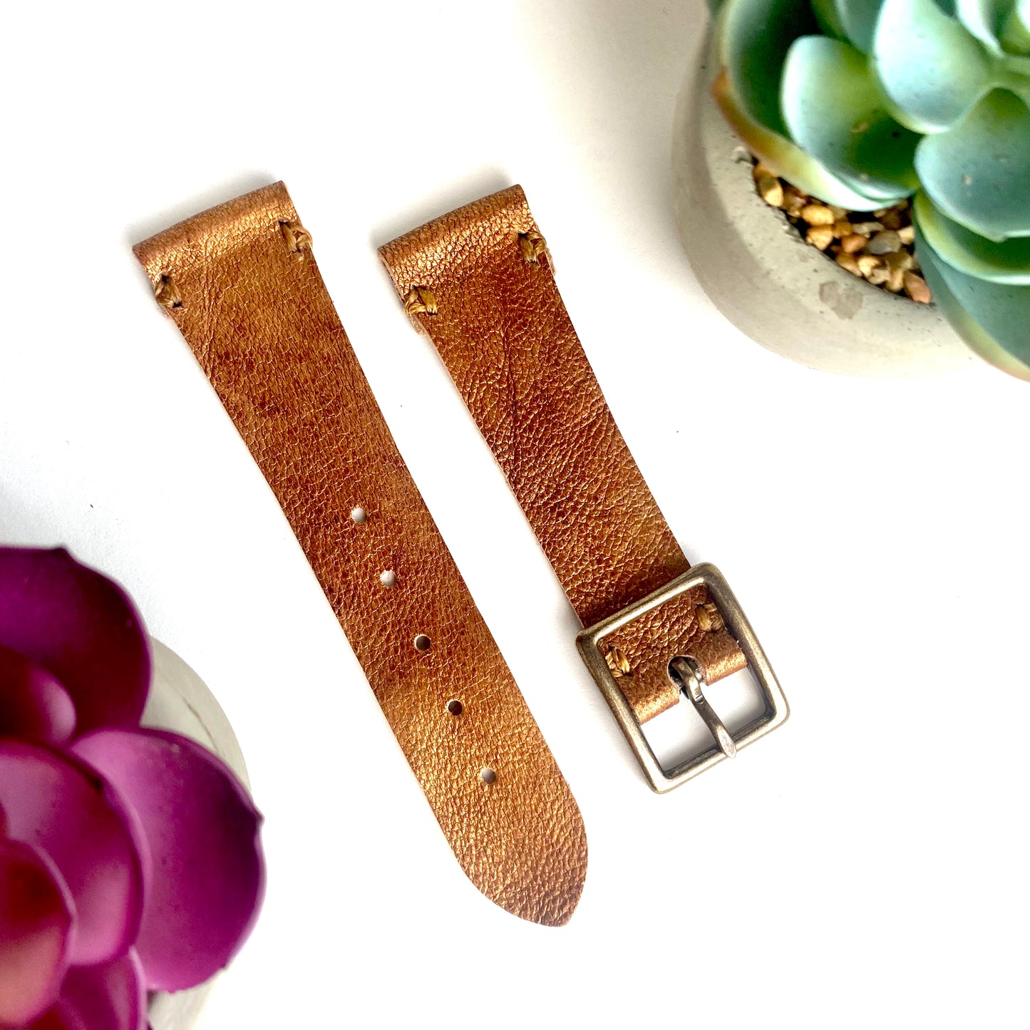 Gold Leather Watch Band