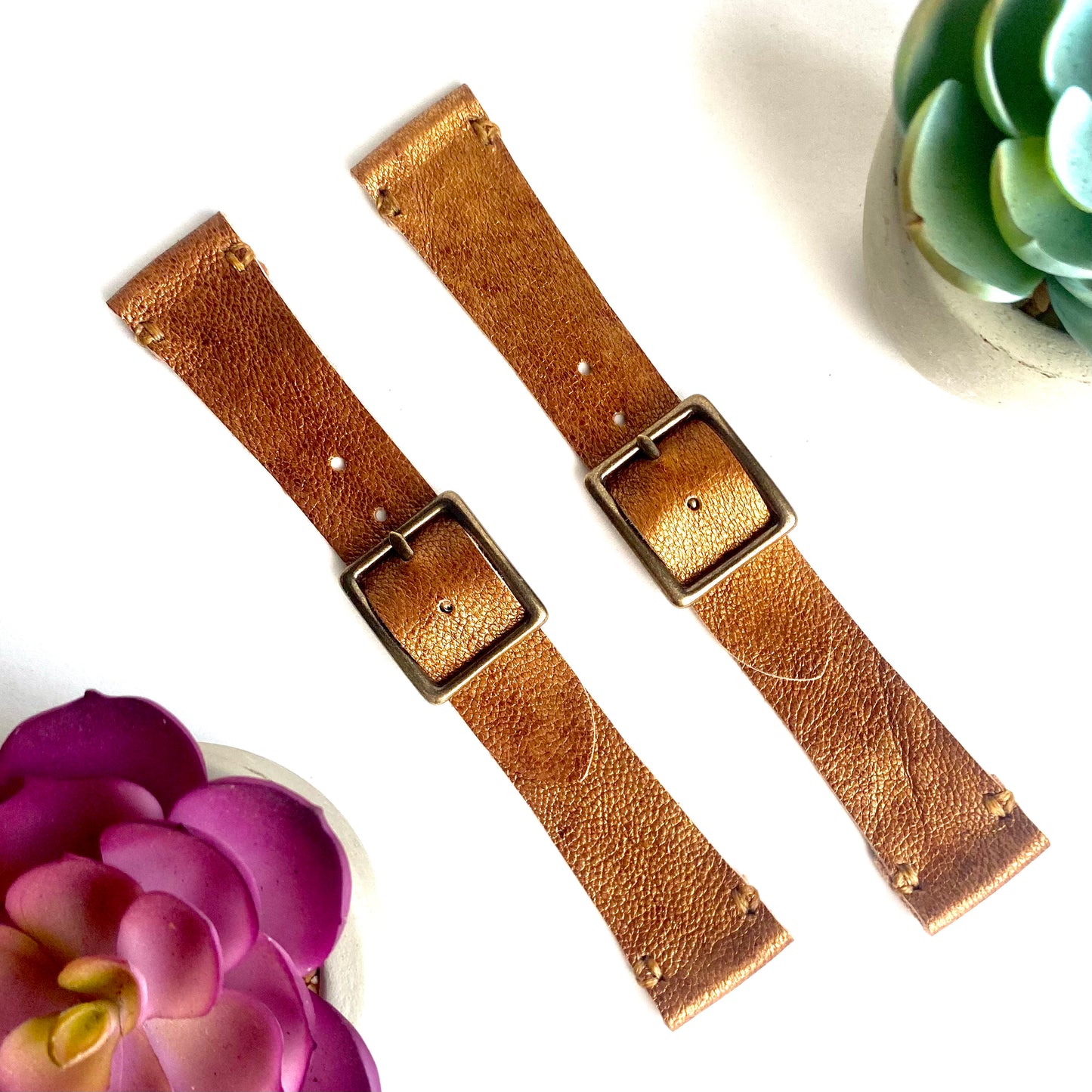 Gold Leather Watch Band